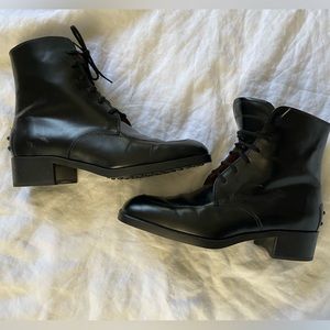 Tod’s black lace up ankle boots NWOT